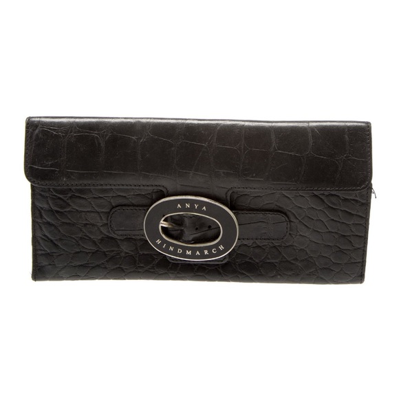 Anya Hindmarch Embossed Leather Buckle Clutch Travel Wallet Beautiful - Picture 1 of 14